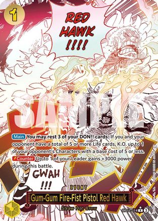 Gum-Gum Fire-Fist Pistol Red Hawk (Alternate Art) (OP11-114) - A Fist of Divine Speed Foil