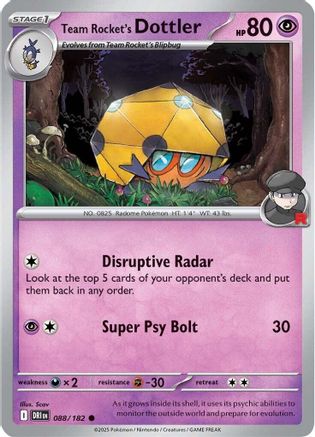 Team Rocket's Dottler 088 - SV10 Destined Rivals Reverse Holofoil