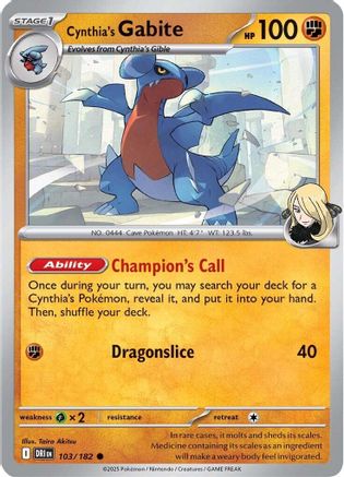 Cynthia's Gabite 103 - SV10 Destined Rivals Reverse Holofoil