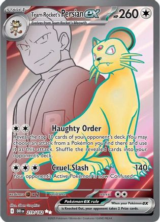 Team Rocket's Persian ex 219/182 - SV10 Destined Rivals Holofoil