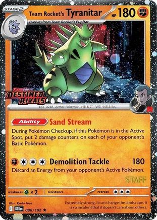 Team Rocket's Tyranitar (Prerelease) [Staff] 096 - Miscellaneous Cards & Products Holofoil