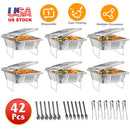 42Pcs Disposable Chafing Dish Buffet Set Chafing Servers with Covers Spoons Forks Tongs Full-Size Pans Food Warmers for Parties Events Catering Suppli
