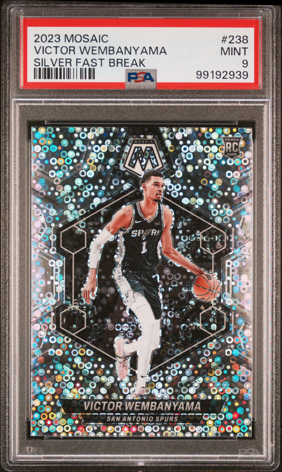 2023 Panini Mosaic Silver Fast Break Victor Wembanyama 9 PSA #238