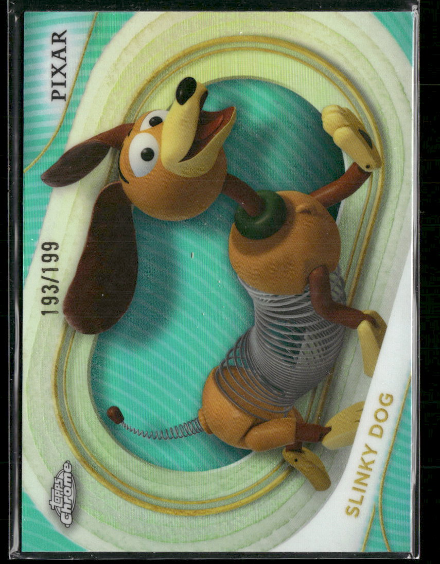 2025 Topps Chrome Disney Aqua Refractor #/199 Slinky Dog #91