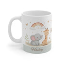 Be Happy Safari Mug — Personalized Cute Giraffe & Elephant Baby Shower Gift