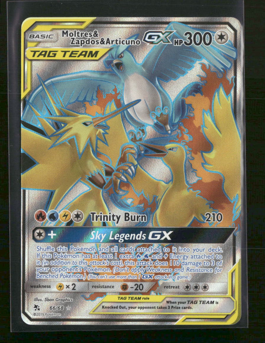 Hidden Fates Moltres & Zapdos & Articuno GX (Full Art) #66/68