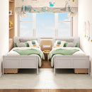 Twin Size Sleigh Bed with 2 Storage Drawers Wood Platform Bed Frame
