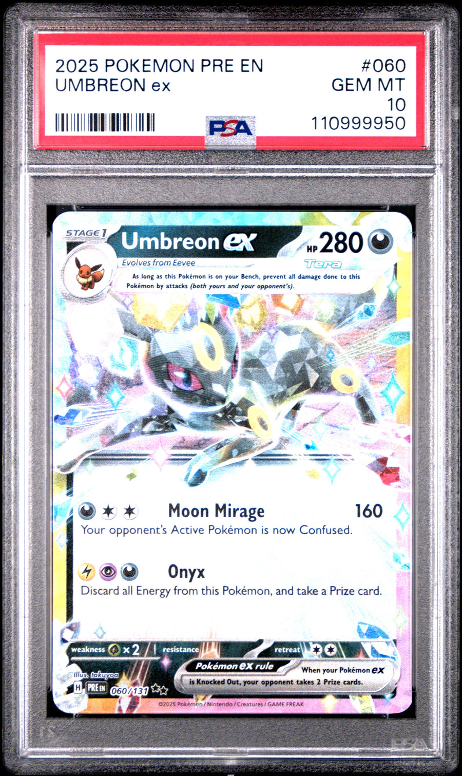 2025 Pokemon Pre En-Prismatic Evolutions Umbreon Ex 10 PSA #060