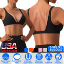 Women Deep V-Neck Sports Bras U-Shaped Back Sport Bras Padded StrappyÊCrop Open Back Low Impact Bras SexyÊFitnessÊTank Tops with Removable Pads for Gy