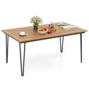 63 Inch Rectangular Outdoor Dining Table for 6 People with Acacia Wood Tabletop and Umbrella Hole