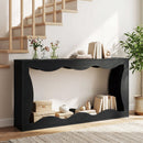 63 Inch Console Table 2-Tier Narrow Entryway Table with Wavy Edge Storage Shelf