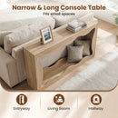 63 Inch Console Table 2-Tier Narrow Entryway Table with Wavy Edge Storage Shelf