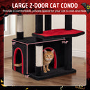 63 Inch Gothic Cat Tree with Condo and Top Cave for Large Cats 20+ LBS