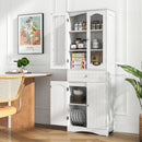 63 Inch Tall Bathroom Storage Cabinet with 2 Glass Doors and Adjustable Shelves Drawer