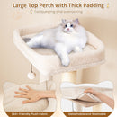 63 Inch Tall Wooden Cat Tree with 2-Story Condo and Plush Padded Top Perch-Natural