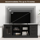 63 Inches Media Console Table with 3 Drawers and 2 Glass Shelves