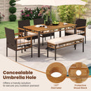 63" Outdoor Dining Table with Acacia Wood Slatted Tabletop
