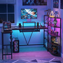 63" U-Shaped Computer Desk with Power Outlets & Bookshelf