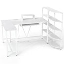 63" U-Shaped Computer Desk with Power Outlets & Bookshelf