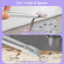 2 Pack Multi-Function Rotating Crevice Cleaning Brush Stiff Bristle Brush Gap Cleaner with 2-In-1 Clip and Spade for Tight Spaces Bathroom Kitchen
