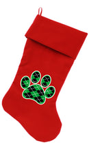 Velvet Christmas Stocking Screen Printed, "Argyle Paw"