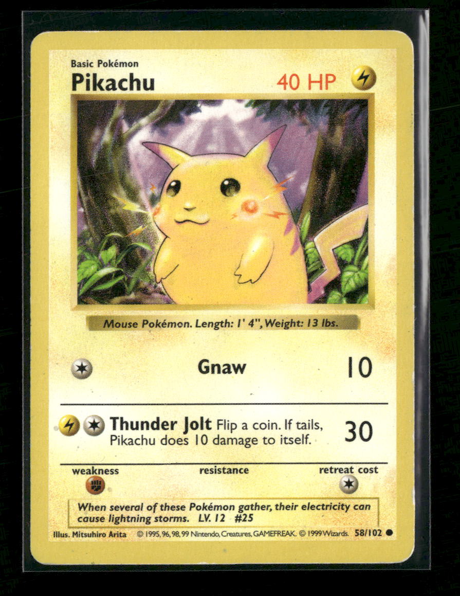 Base Set (Shadowless) Pikachu (Red Cheeks) #058/102