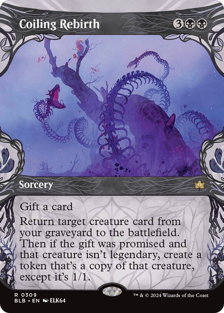 Coiling Rebirth (BLB-309) - Bloomburrow: (Showcase) (Borderless) Foil