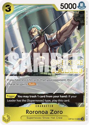 Roronoa Zoro (Judge Pack Vol. 6) (OP10-113) - One Piece Promotion Cards Foil
