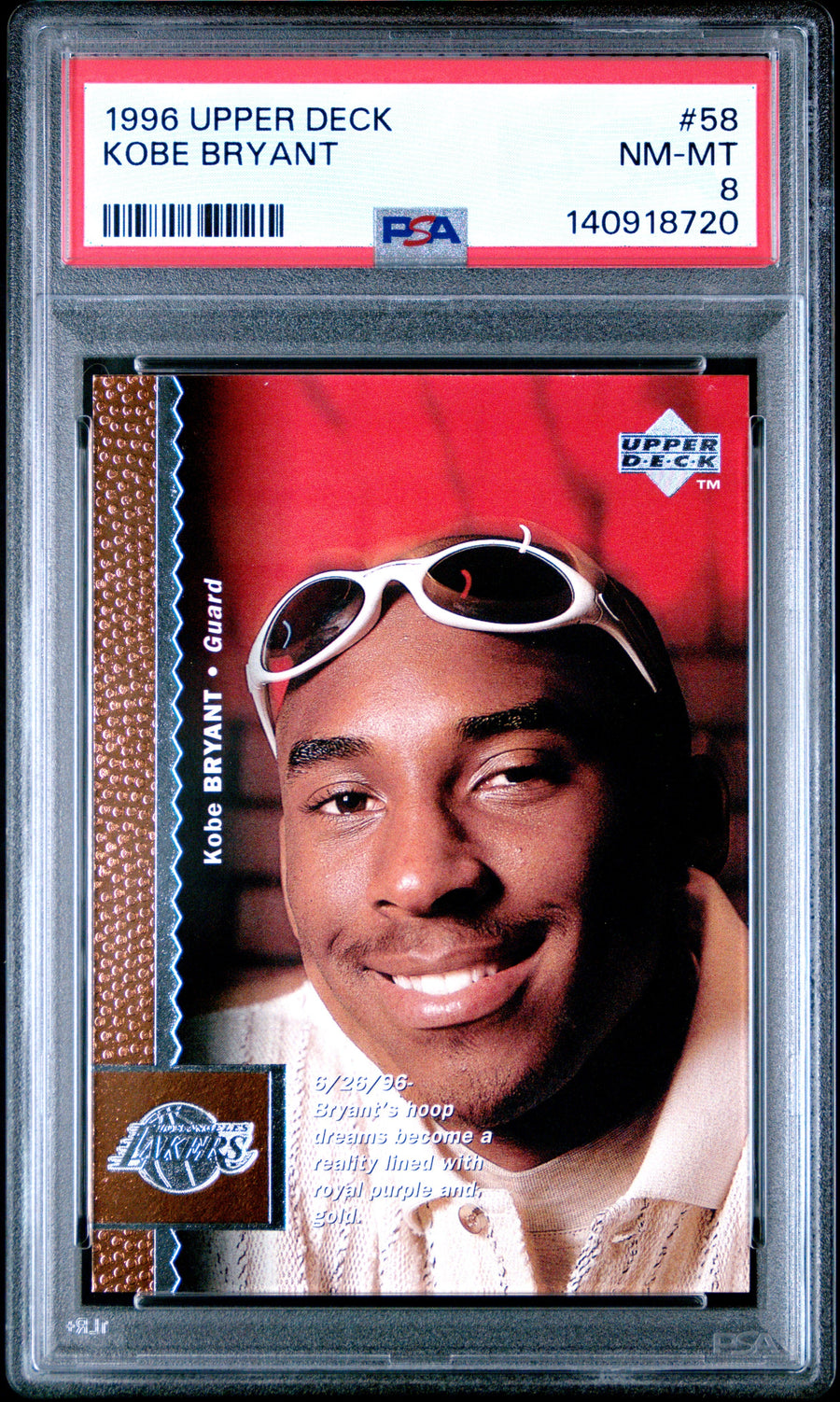 1996 Upper Deck Kobe Bryant 8 PSA #58