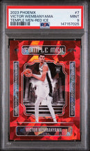 2023 Panini Phoenix Temple Men Temple Men-Red Ice Victor Wembanyama 9 PSA #7