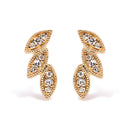 10K Yellow Gold 1/10 Cttw Diamond Triple Leaf Stud Earring (H-I Color, I1-I2 Clarity)