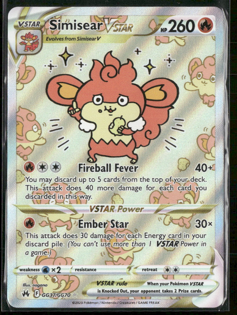 SWSH: Crown Zenith: Galarian Gallery Simisear VSTAR #GG37/GG70