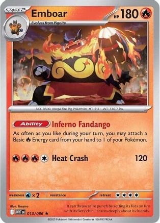 Emboar 013/086 - SV White Flare Reverse Holofoil