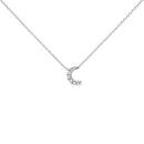 10K White Gold Diamond Accented Crescent Moon Shaped 18" Inch Pendant Necklace (H-I Color, I1-I2 Clarity)