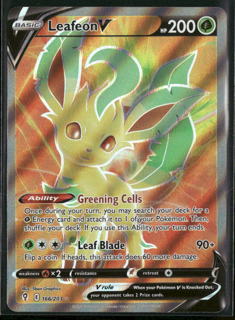 SWSH07: Evolving Skies Leafeon V (Full Art) #166/203