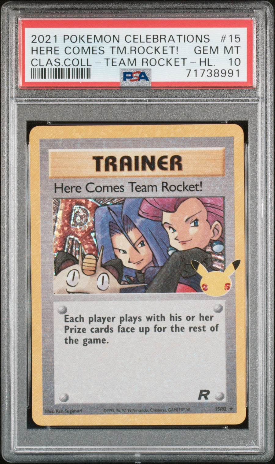 2021 Pokemon Celebrations Coll Team Rocket-Hl. Here Comes Tm.Rocket! 10 PSA #15