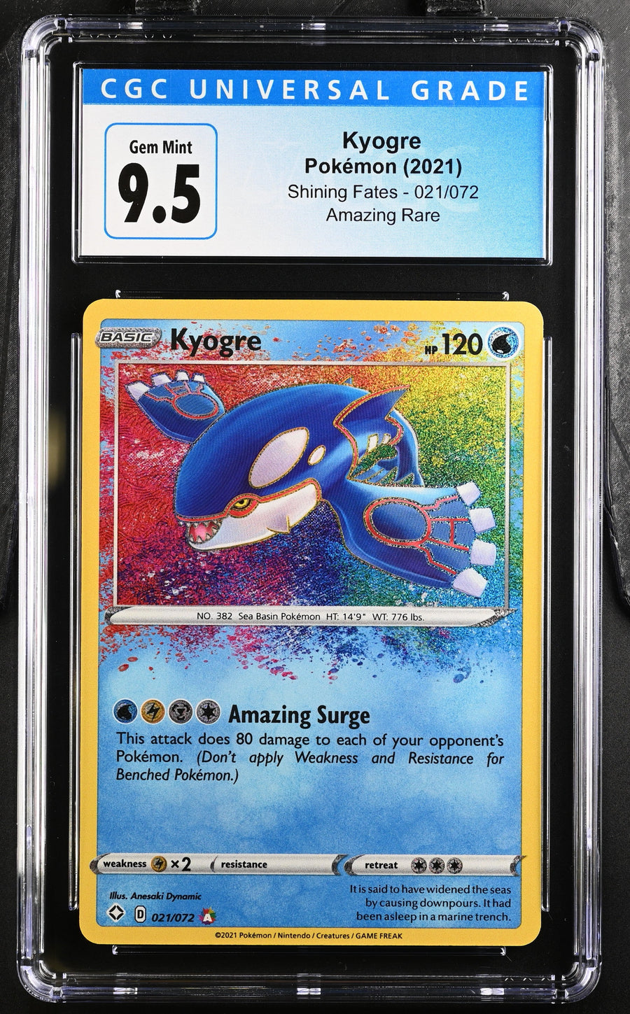 2021 Shining Fates Kyogre 10 CGC #021/072