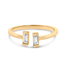 14K Yellow Gold Plated Sterling Silver 1/5 Cttw Baguette Diamond Open Band Ring