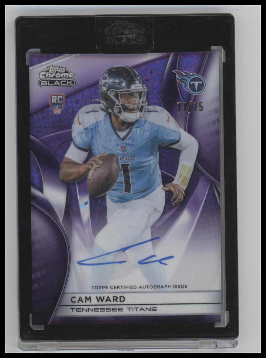 2025 Topps Chrome Black Purple Refractor Cam Ward #/75 Auto #RAU-CW (Encased)