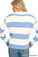 Zenana Striped Collared Sweater