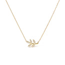 10K Yellow Gold 1/10 Cttw Diamond Leaf and Branch 18" Pendant Necklace (H-I Color, I1-I2 Clarity)