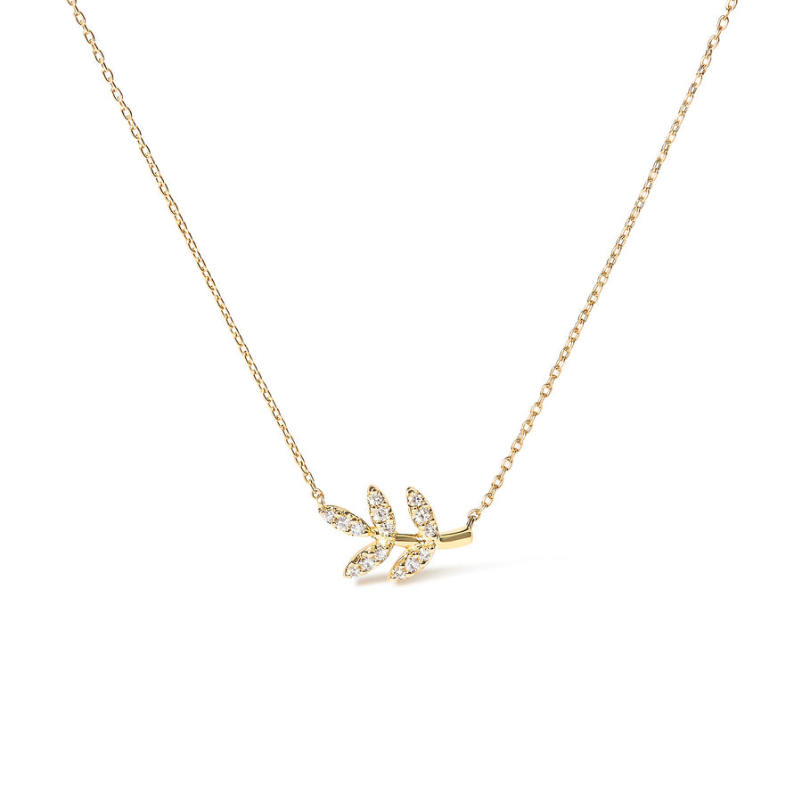 10K Yellow Gold 1/10 Cttw Diamond Leaf and Branch 18