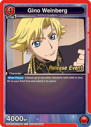 Gino Weinberg (068) (UEPR/CGH-2-068) - UEX03BT CODE GEASS Lelouch of the Rebellion Vol2 Release Event Cards
