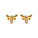 10K Yellow Gold Diamond Accented Bumble Bee Stud Earring (H-I Color, I1-I2 Clarity)
