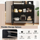 64.5 Inches Tall Kitchen Pantry Cabinet with Charging Station and Wine Glass Rack