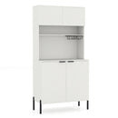 64.5 Inches Tall Kitchen Pantry Cabinet with Charging Station and Wine Glass Rack