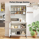 64.5 Inches Tall Kitchen Pantry Cabinet with Charging Station and Wine Glass Rack