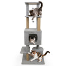 64 Inch Tall Cat Tree with 2 Large Condos and Jute Scratching Posts for Indoor Adult Cats
