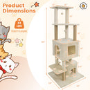 64 Inch Tall Cat Tree with 2 Large Condos and Jute Scratching Posts for Indoor Adult Cats