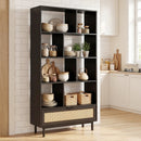 64-Inch Tall Wooden Bookcase with 8 Cubes and Drawer